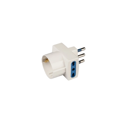 Adattatore 250v bipasso, 10/16A 2P+T, schuko BRI102222