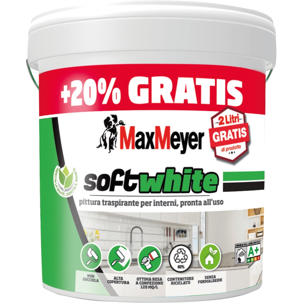 Image of MaxMeyer Idropittura Soft bianco 10L+2L Omaggio014