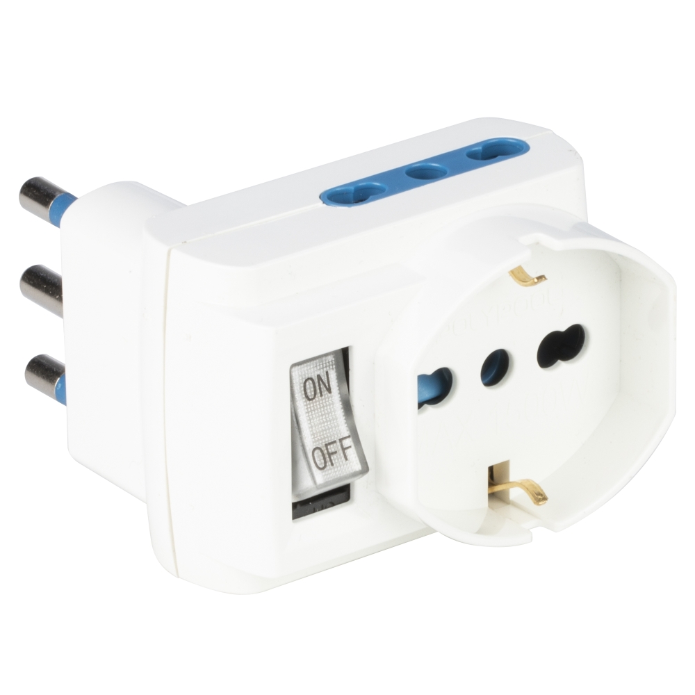 SCAME Adattatore 250v bipasso, 10/16A 2P+T, schuko