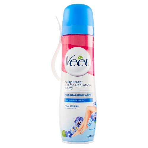 Veet Crema Depilatoria Pelli Sensibili in Spray, Per Corpo Gambe, Ascelle e Zona Bikini, 150 ml BRI1075148