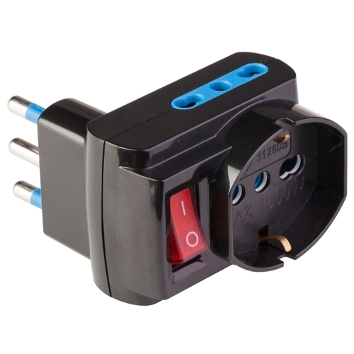 Adattatore 250v bipasso, 10/16A 2P+T, schuko BRI1076112