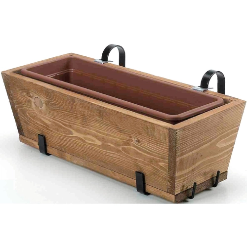 Balconiera FIORIERA LEGNO CM.55 FISSA CON VASCHETTA IN PLASTICA A RISERVA D'ACQUA in legno, acciaio, polietilene BRI1121800