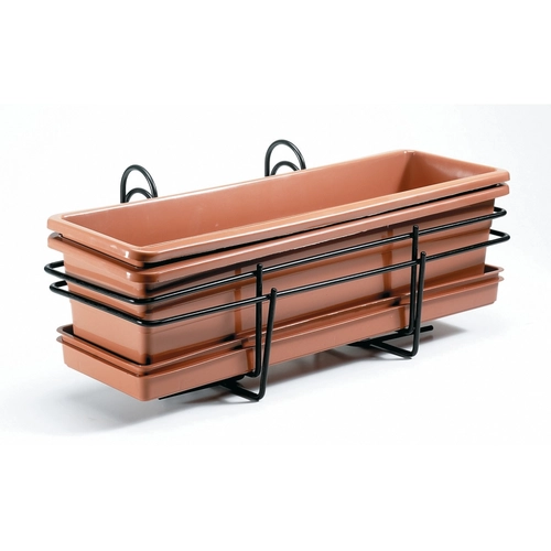 Set 2 pz. fioriera completa di cassetta e sottocassetta in plastica, filo di ferro BRI1121802