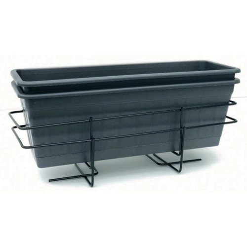Set 2 pz. fioriera con cassetta e sottocassetta in plastica, filo d'acciaio BRI1203923