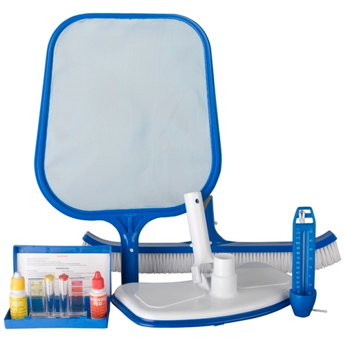 Kit pulizia Composto da: kit analisi pH/Cloro, spazzola 45cm, raccoglitore di superficie, termometro e pulitore fondo BRI1204100