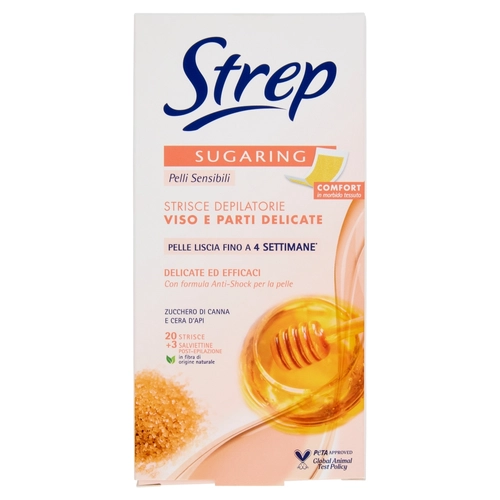Strisce Depilatorie Viso e Parti Delicate Sugaring 20 Strisce + 4 Salviettine Post-epilazione BRI1213012