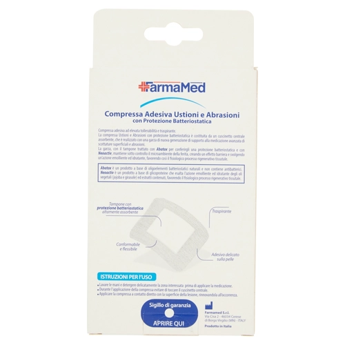 FarmaMed Compressa Adesiva Ustioni e Abrasioni con protezione batteriostatica 3 pz BRI1255976