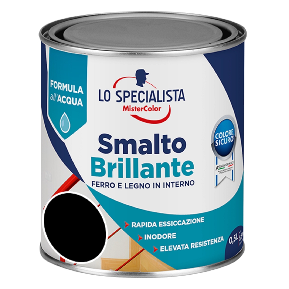 Lo Specialista MCS SMALTO ACQUA BRILLANTE 0,5 LT. NERO