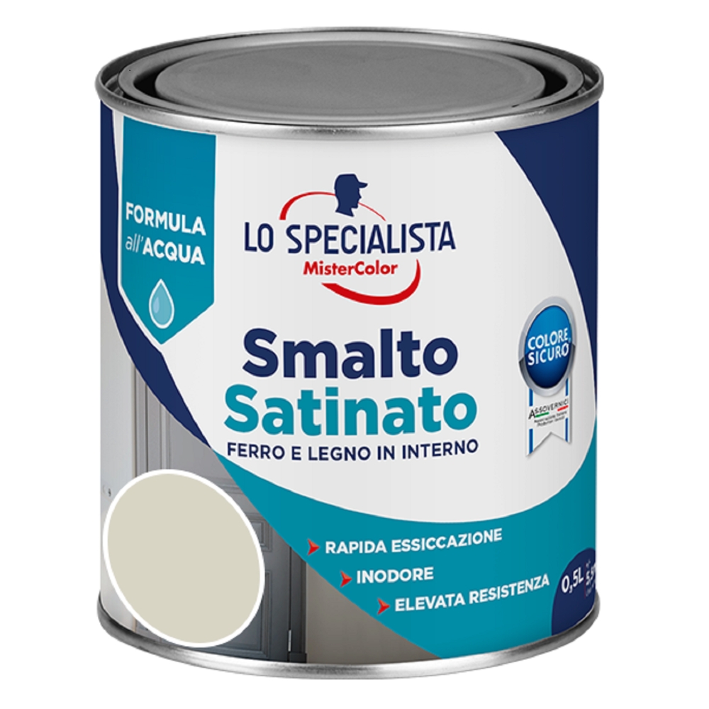 Lo Specialista MCS SMALTO ACQUA SATINATO 0,5 LT. BIANCO GHIACCIO