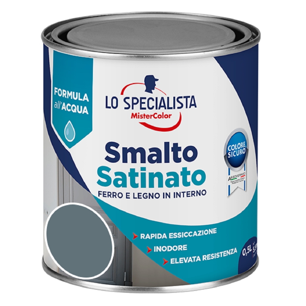 Lo Specialista MCS SMALTO ACQUA SATINATO 0,5 LT. GRIGIO SCURO