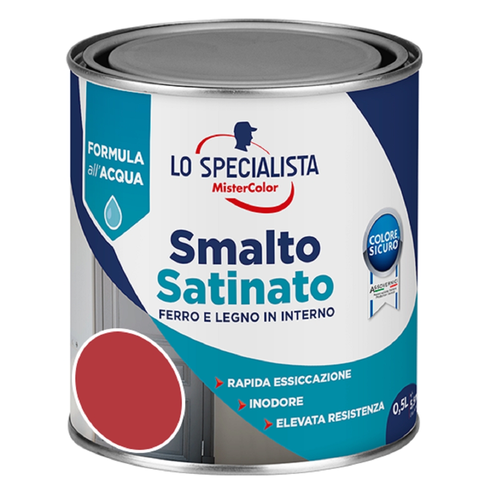 Lo Specialista MCS SMALTO ACQUA SATINATO 0,5 LT. ROSSO