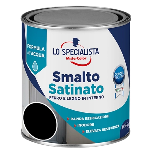 MCS SMALTO ACQUA SATINATO 0,5 LT. NERO BRI1271363