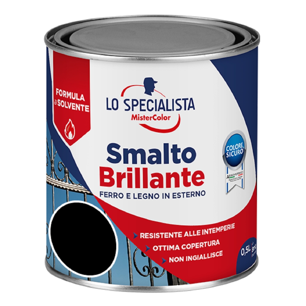 Image of Lo Specialista Smalto a solvente da 0.5 L, nero brillante014