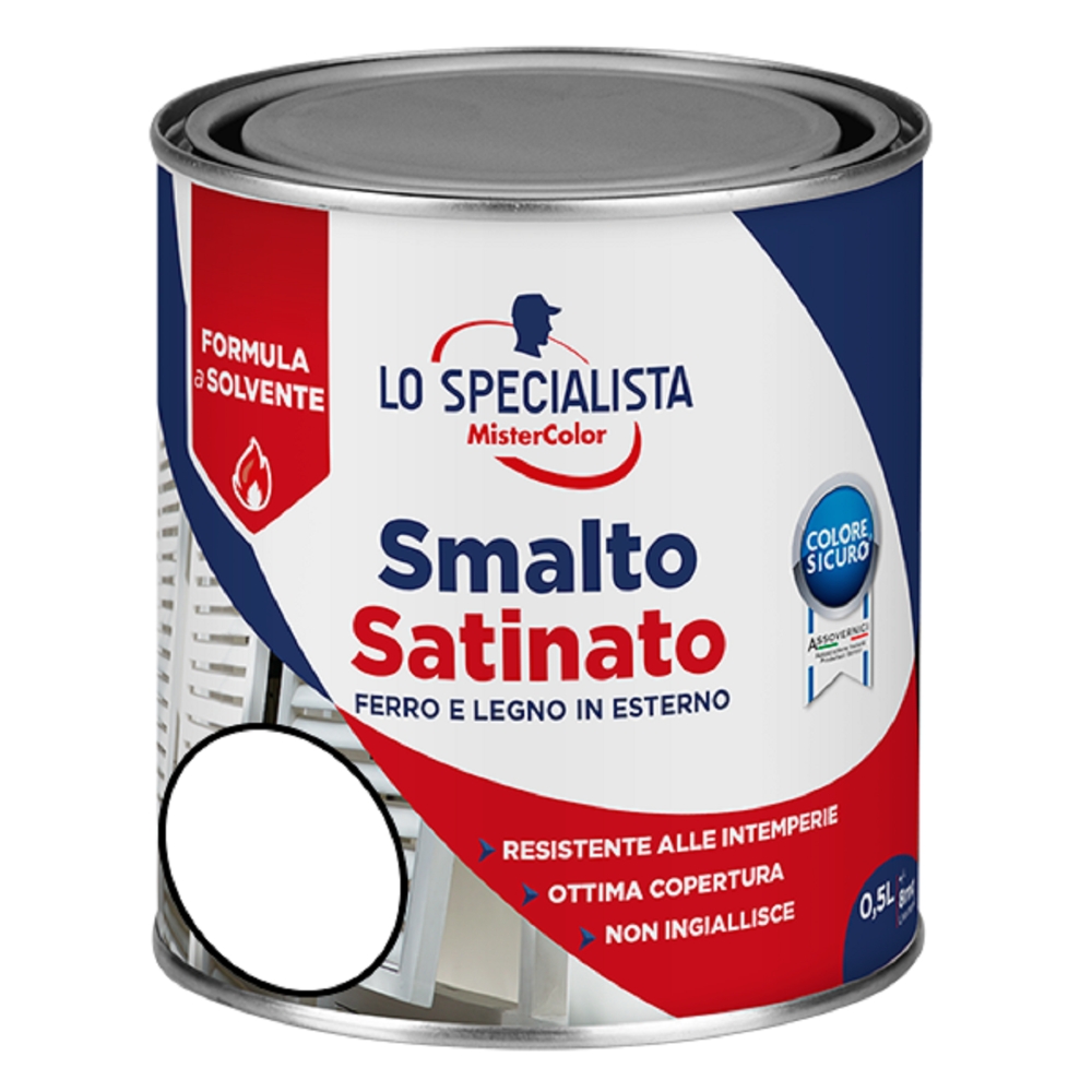 Image of Lo Specialista Smalto a solvente da 0.5 L, bianco satinato014