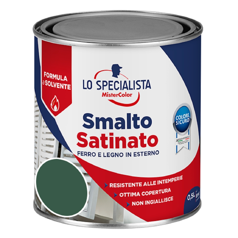 Image of Lo Specialista Smalto a solvente da 0.5 L, verde scuro satinato014