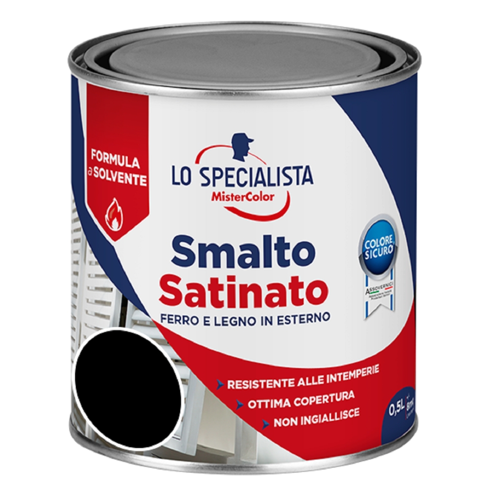 Image of Lo Specialista Smalto a solvente da 0.5 L, nero satinato014