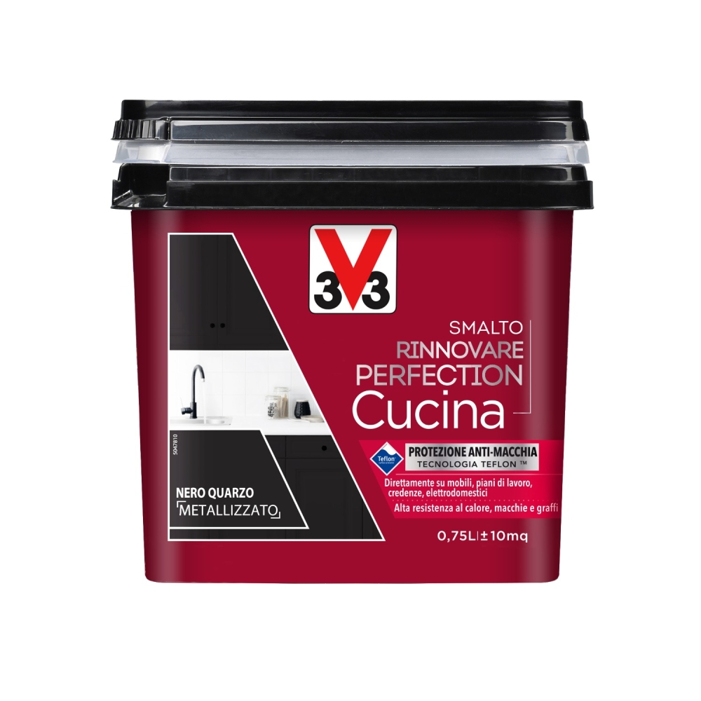 V33 Smalto Rinnovare Perfection Cucina Nero Quarzo Metallizzato 0,75 L-image