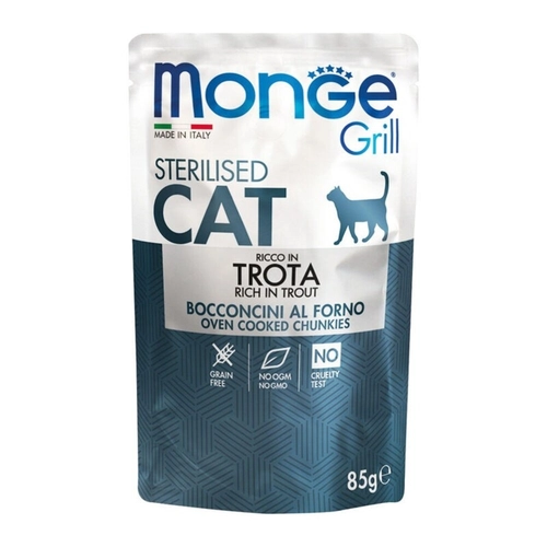 Monge Grill Cat Sterilised Bocconcini Trota 85 gr BRI1298399