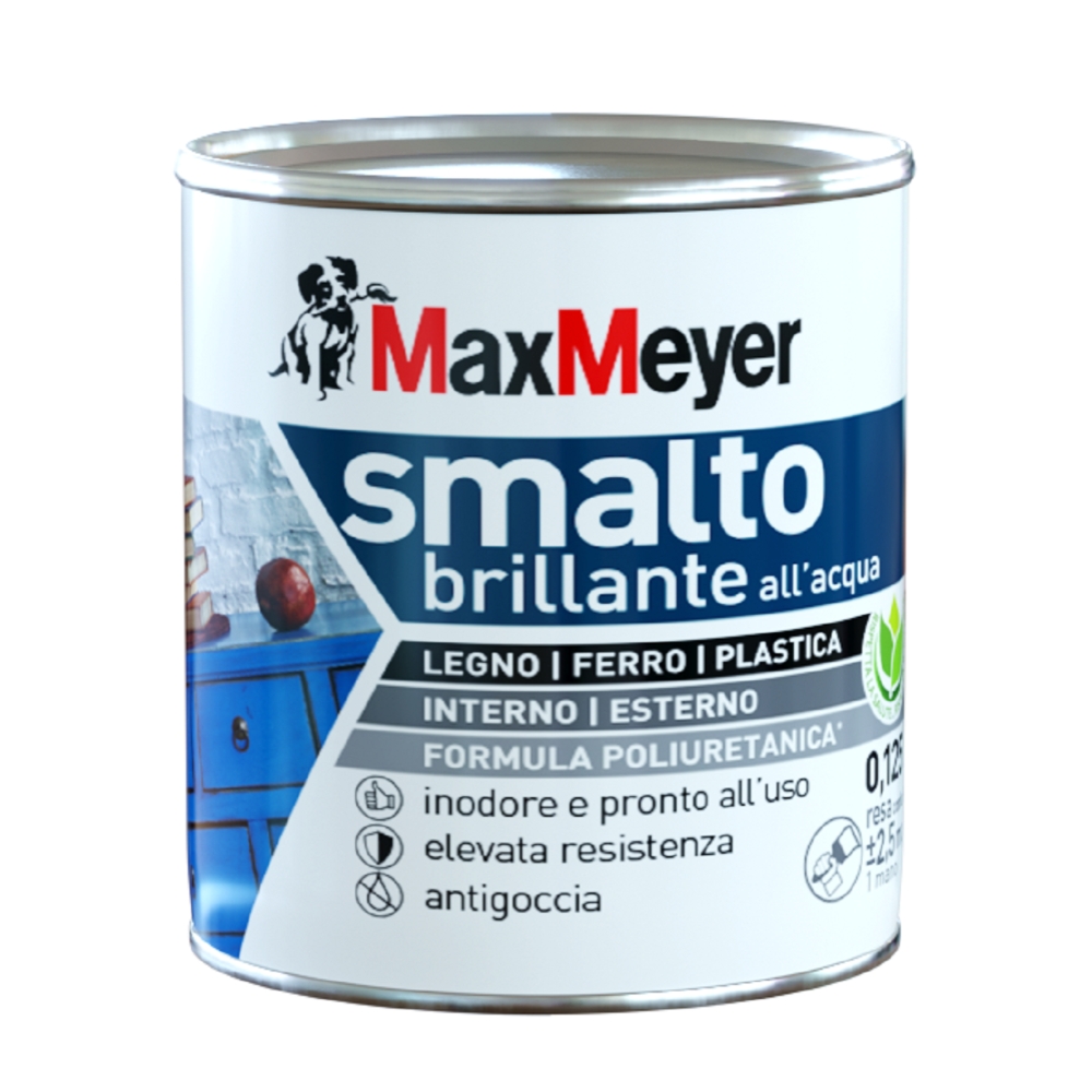 Image of MaxMeyer Smalto all'acqua PU Brillante Bianco 0,125 lt all'acqua da 0.125 L014