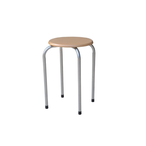 Sgabello Sgabello impilabile con struttura in acciaio seduta tonda in MDF colore naturale BRI1346965