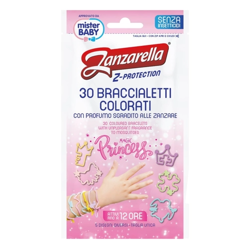Zanzarella Braccialetti Colorati con Profumo Sgradito alle Zanzare Magic Princess 25 pz BRI1354382