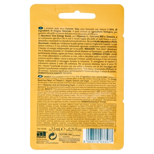 Maschera Viso Energy Boost Illuminante e Energizzante 2 dosi BRI1355649
