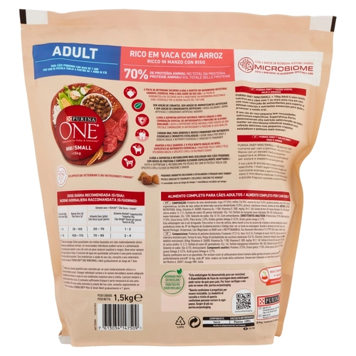 PURINA ONE Mini/Small Adult Ricco in Manzo con Riso 1,5 kg BRI1357762
