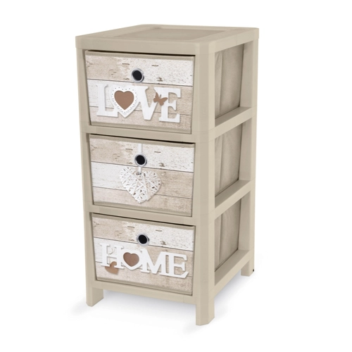 Cassettiera con ruote Shabby, L32 x P37,5 x H64 cm BRI1367346