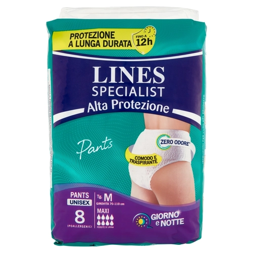 Lines Specialist Alta Protezione Pants Unisex Ipoallergenici Tg. M Maxi 8 pz BRI1371743