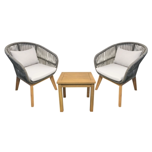 Salottino Cordato 2 posti in alluminio / legno di acacia BRI1375153