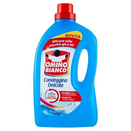 Omino Bianco, Candeggina Delicata, Elimina le Macchie e Rispetta i Colori, Brezza Marina, 2000ml BRI1388675