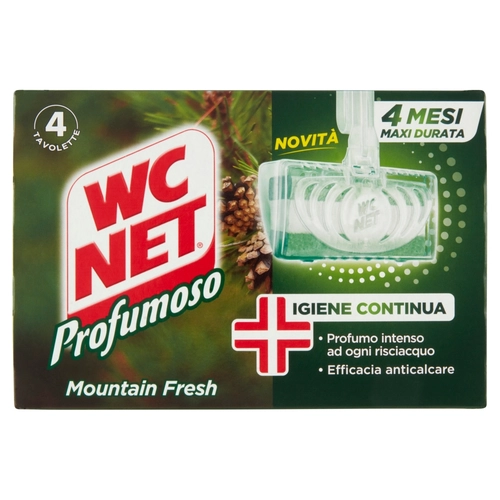 Wc Net - Tavoletta Profumoso 3 Effect, Detergente Igienizzante Solido WC, Mountain Fresh, 4 Pezzi BRI1389830