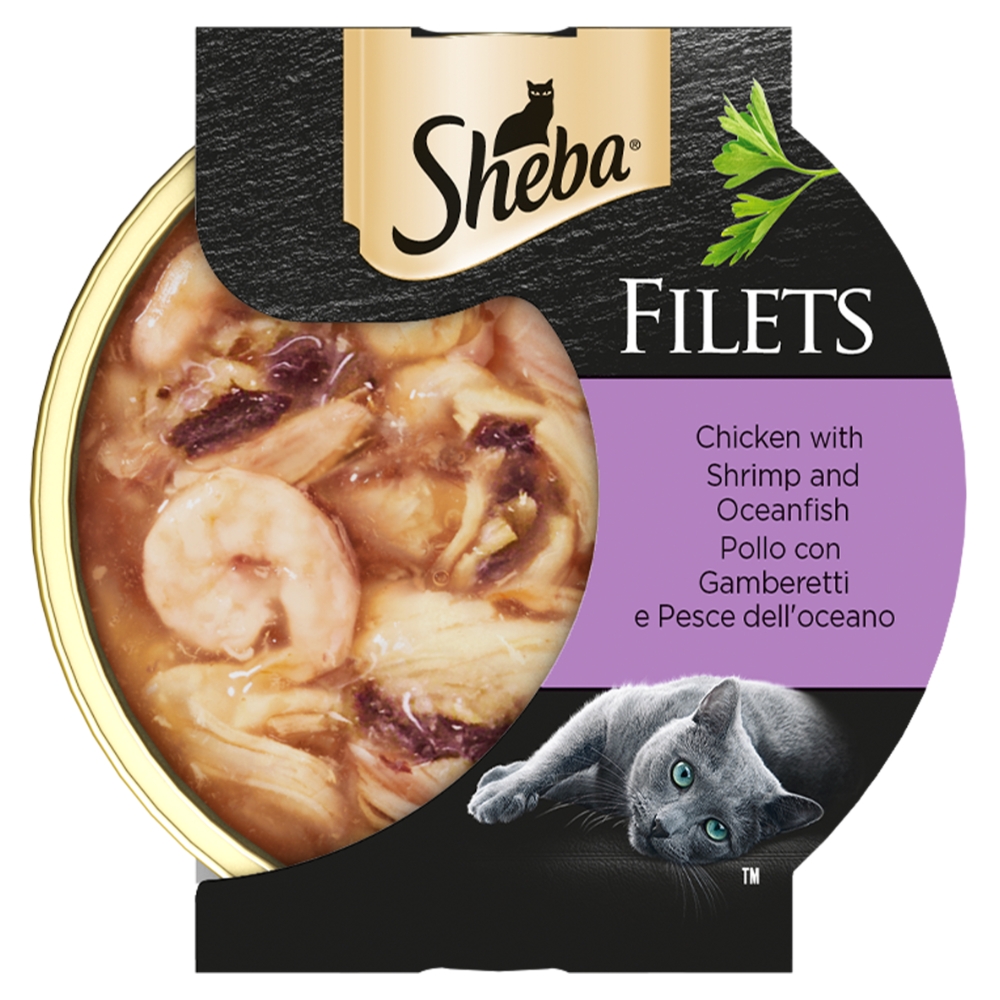 Sheba Sheba Filets Cibo Umido Gatto Pollo con Gamberetti e Pesce dell'oceano 60 g