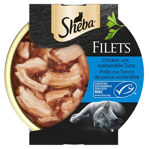 Sheba Filets Cibo Umido Gatto Pollo con Tonno da pesca sostenibile 60 g BRI1391770