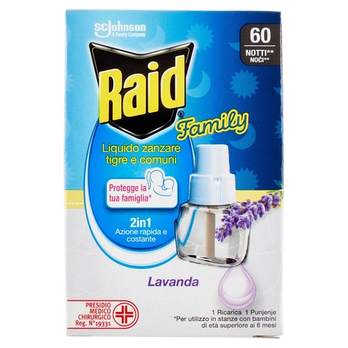 Raid Liquido Family Ricarica, 60 Notti, Lavanda, 36 ml BRI1391990