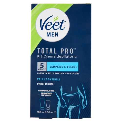 Veet Men Kit Depilazione Intima per Pelle Sensibile, Crema Depilatoria 100ml e Balsamo Post 50ml BRI1397177