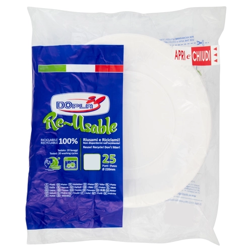 Piatti riutilizzabili 220 mm 25 pz BRI1405285