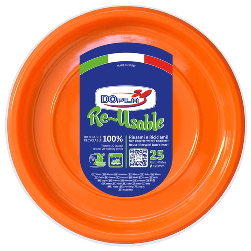 Piatti riutilizzabili da frutta arancioni 25 pz BRI1405290