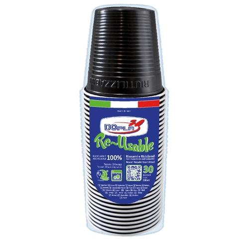 Bicchieri riutilizzabili neri 30pz BRI1405292