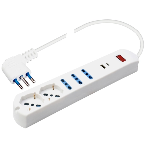 Multipresa bipasso, 10/16A 2P+T, schuko, USB BRI1407560