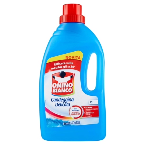 Omino Bianco, Candeggina Delicata, Elimina le Macchie e Rispetta i Colori, Brezza Marina, 1100ml BRI1412489