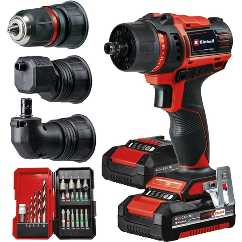Trapano avvitatore a batteria con mandrino tradizionale, eccentrico e angolare BRI1416391