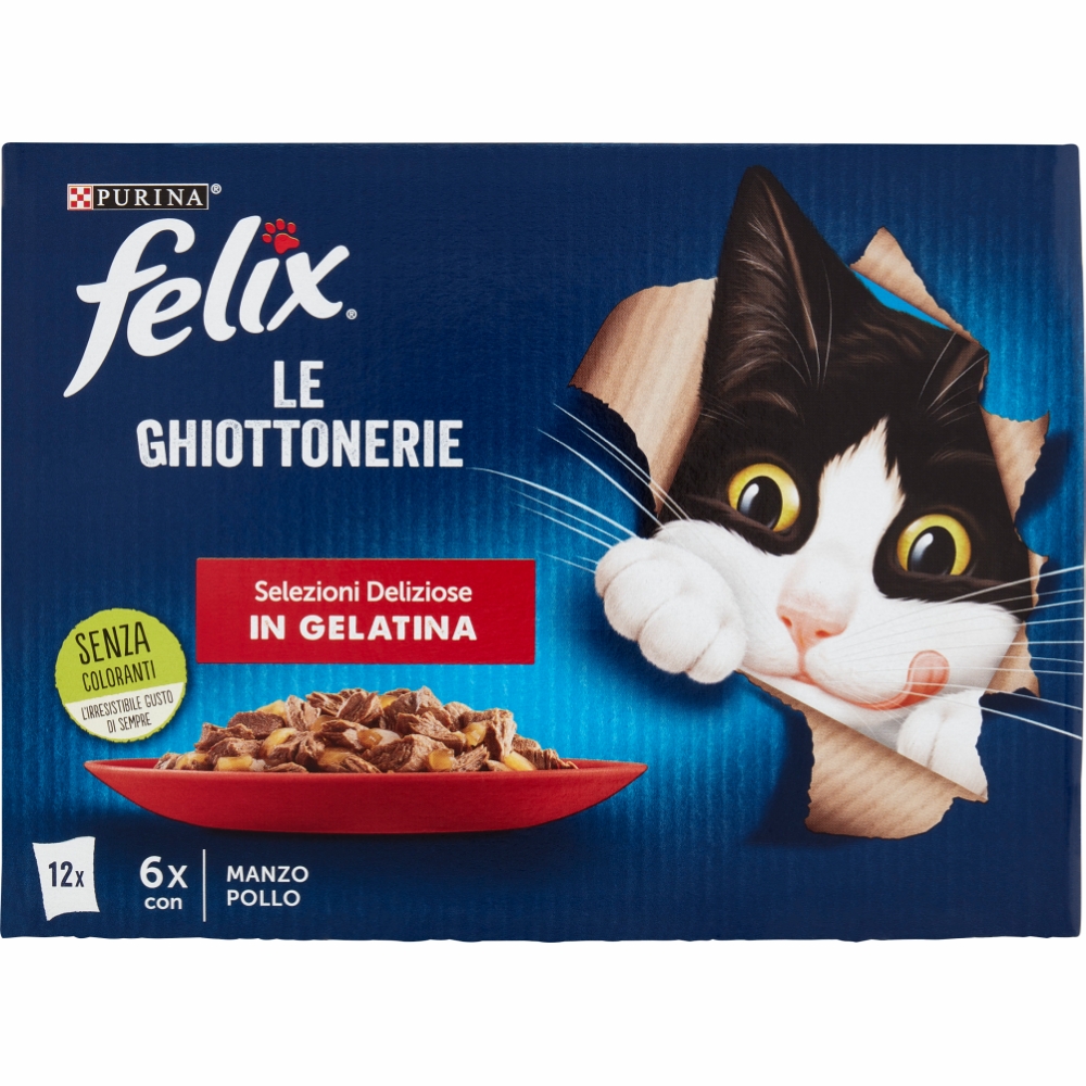 Image of Felix FELIX Le Ghiottonerie Selezioni Deliziose in Gelatina (Pollo & Manzo) 12 x 85 g014