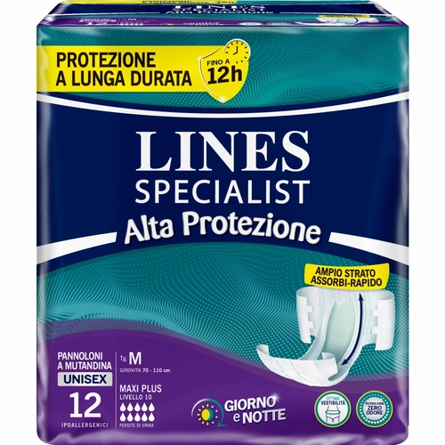 Lines Specialist Alta Protezione Pannoloni a Mutandina Unisex Tg. M Maxi Plus 12 pz BRI1428675