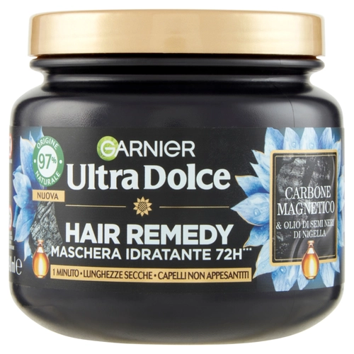Garnier Ultra Dolce Hair Remedy Maschera per Capelli Idratante 72H Carbone Magnetico, 340 ml BRI1443971