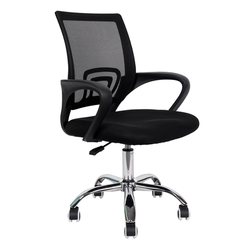 Sedia da ufficio Sedia da scrivania in tessuto con schienale retato regolabile in altezza con mecc.a gas base cromata con rotelle BRI1454047