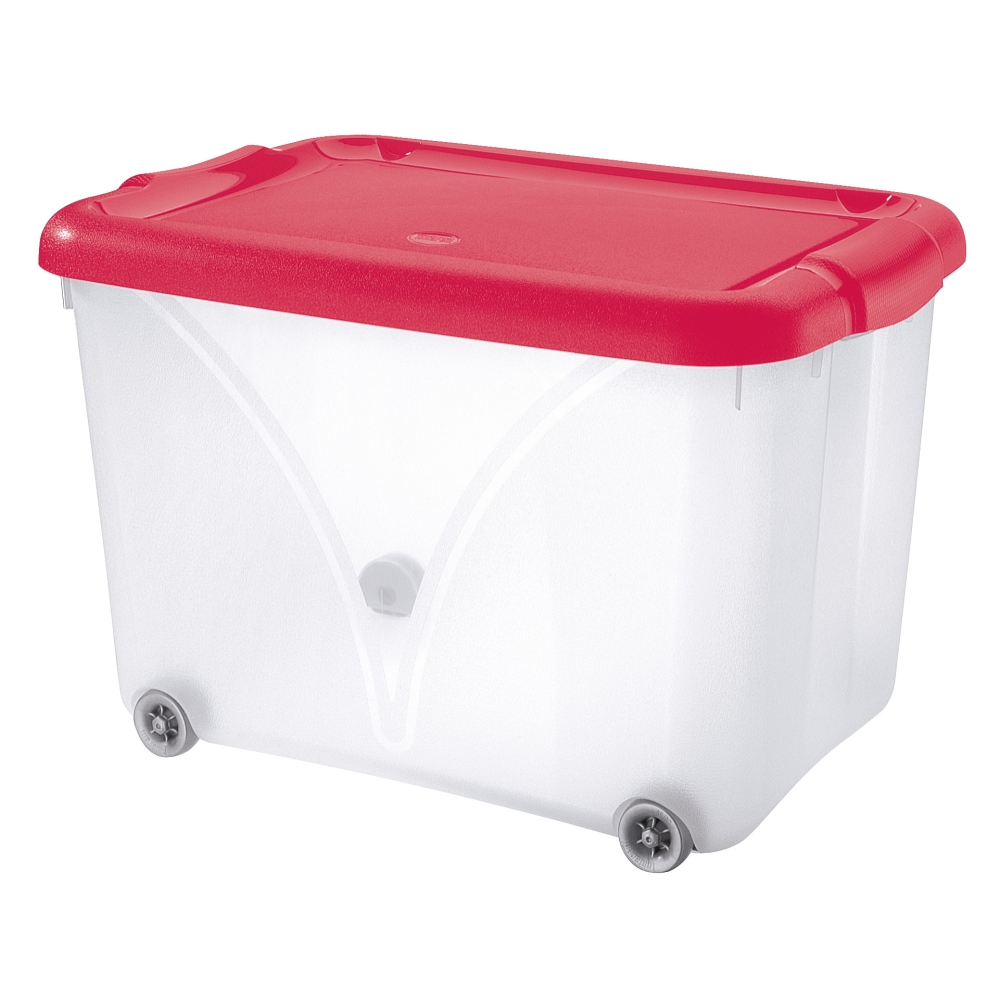 Image of Tontarelli Contenitore Jumbo box 60 L, trasparente/rosso corallo014