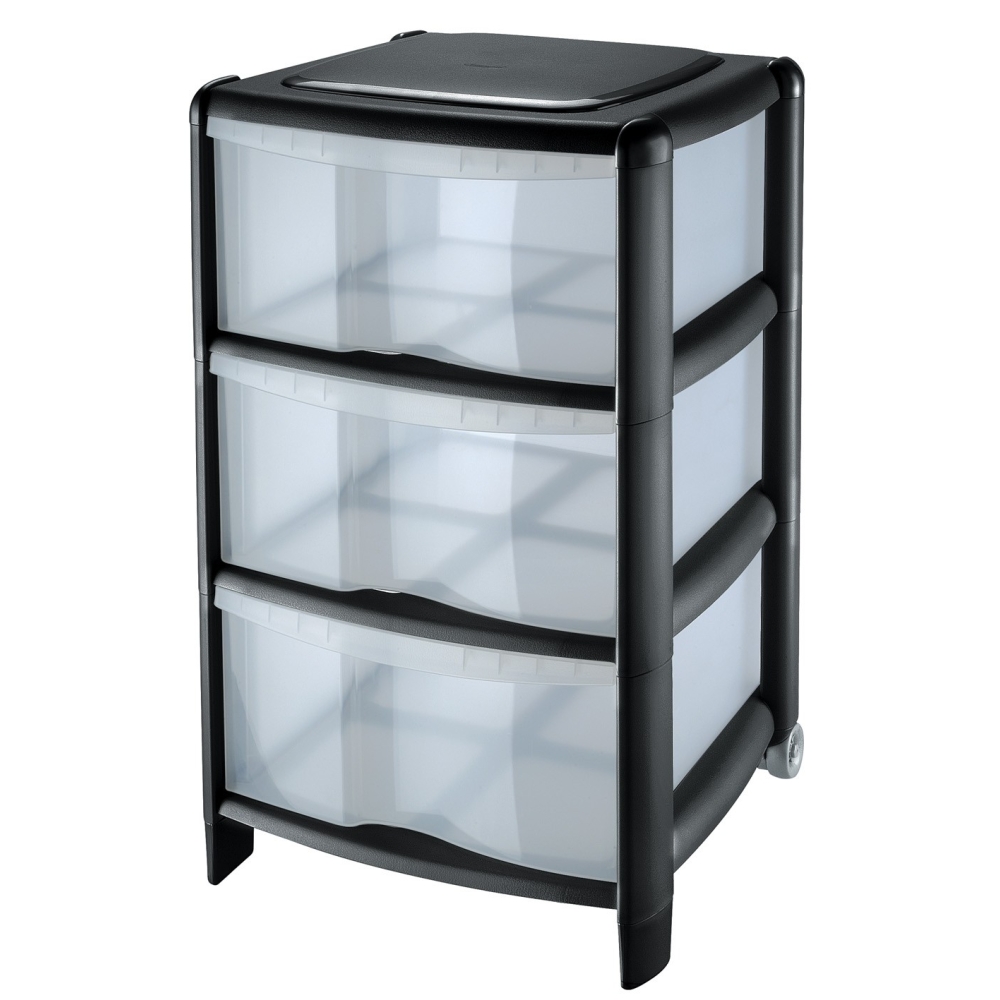 Tontarelli Cassettiera Con Ruote Bambu, L38,5 X P39,5 X H67 Cm, Nero