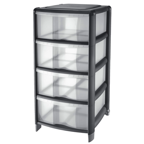 Cassettiera con ruote Bambu, L38,5 x P39,5 x H86 cm, nero BRI1457460