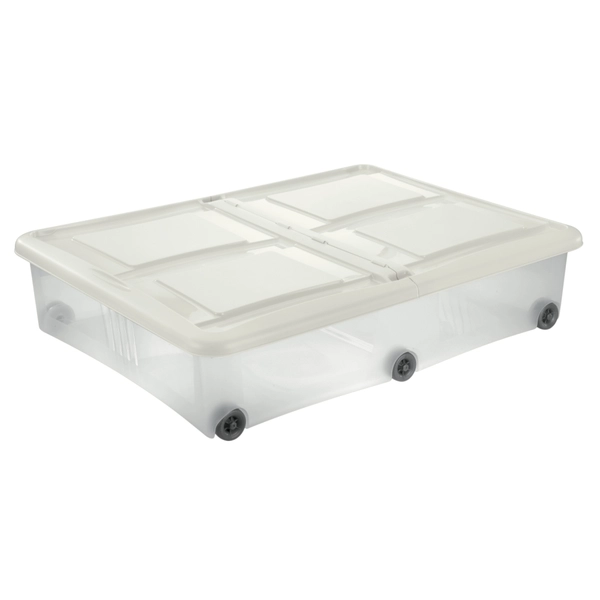 Contenitori Sotto Il Letto Con Coperchio 45L - Bassi 11,4cm, Organizer In Plastica Per Vestiti, Coperte, Scarpe - Robusti E Salvaspazio - 3